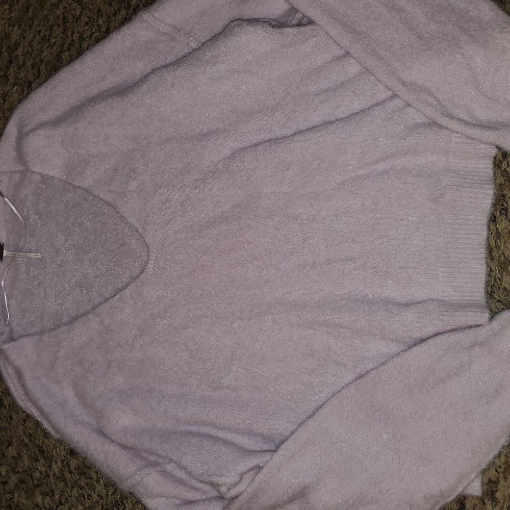 Free People Soft Lavender V-Neck Sweater